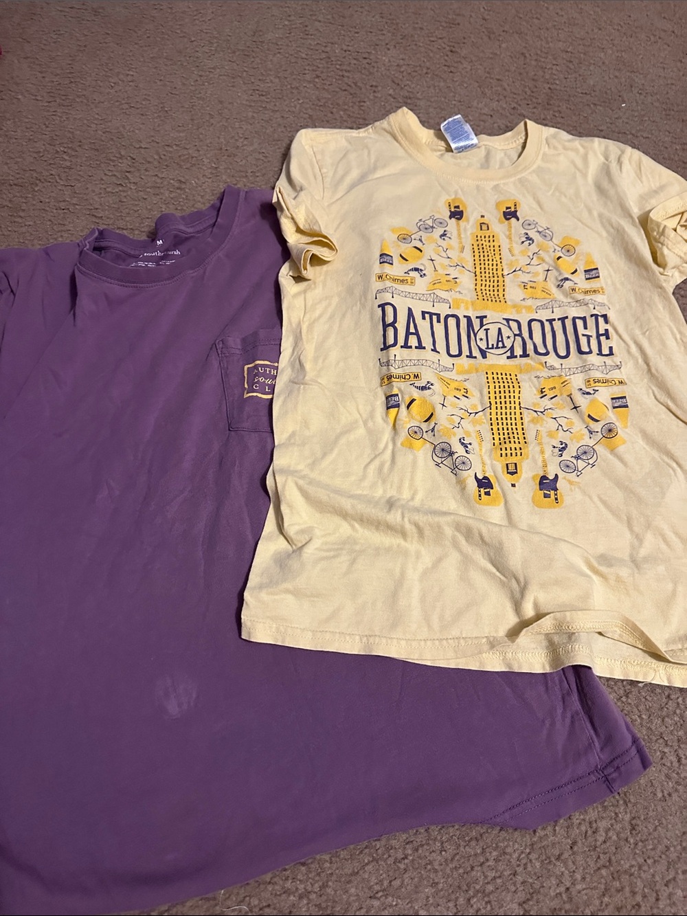 Southern Marsh Purple Pocket Tee and Yellow 'Baton Rouge' Graphic Tee